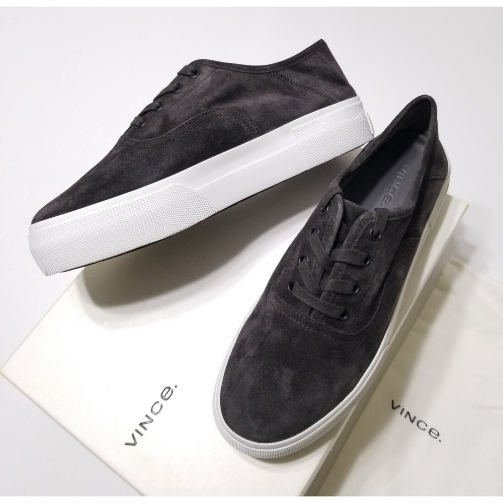 NIB Vince Copley Italian Sport Suede Platform Lace Up Sneaker Graphite 6.5 7 7.5